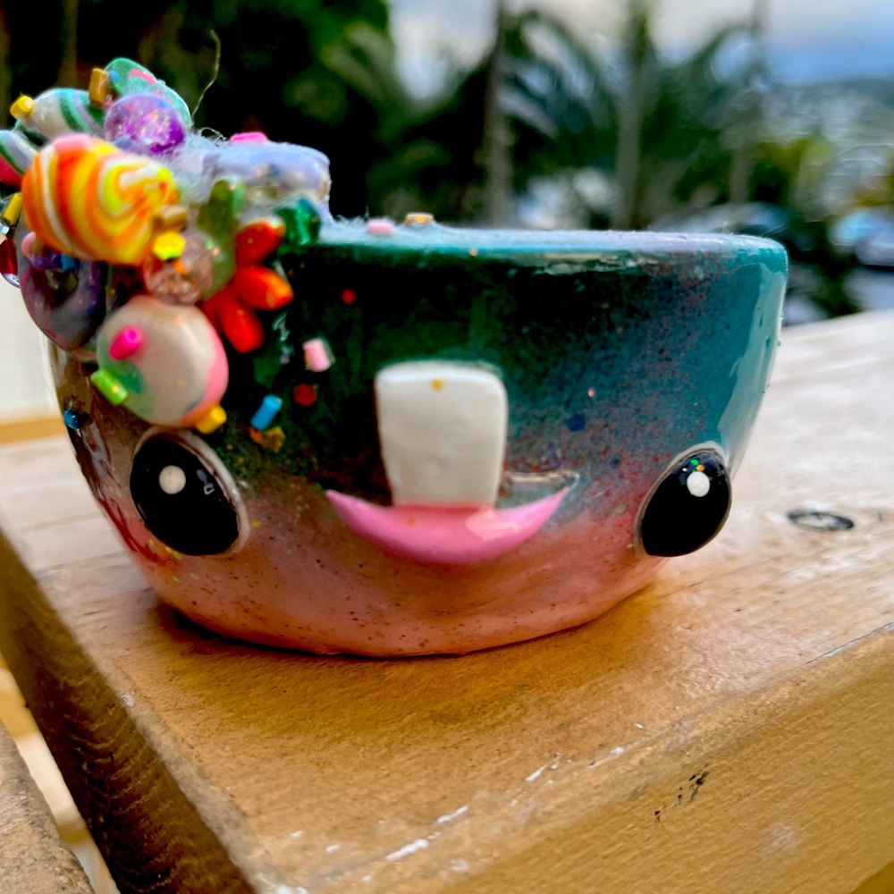 Handmade concrete whimsical Derperz planter, unique new